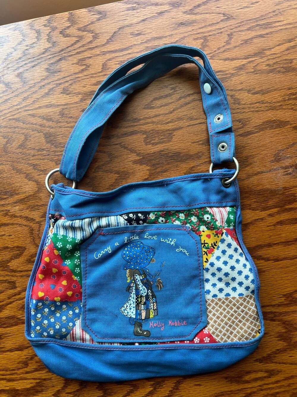 Vintage 1970s Knickerbocker Holly Hobbie Patchwork Canvas Handbag